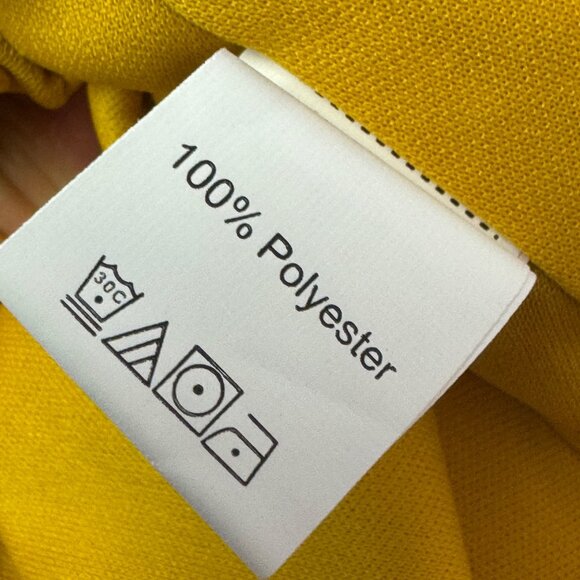 Mustard Yellow Wrap Dress By Shein  US 6 Medium Tiered Ruffle Skirt Long-Sleeve - Picture 9 of 9